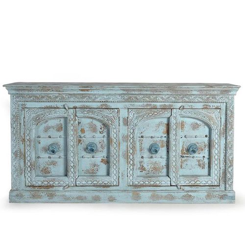 Clearance - Ndrenic Watergreen Mango Wood 4 Door Large Sideboard - FSS16388