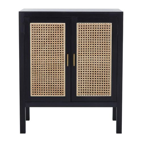 Corso Sideboard - Compact - 2 Door - 75cm - Black and Rattan
