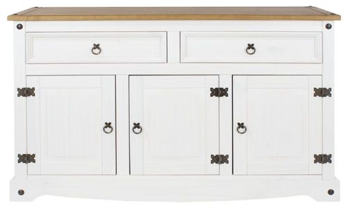 Corona White Mexican Pine 3 Door Medium Sideboard