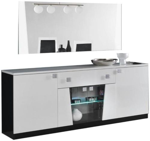 Elisa White Italian Extra Large Buffet Sideboard with Mirror