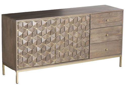 Elyse Mango Wood Sideboard - 2 Door - Large - Geometric