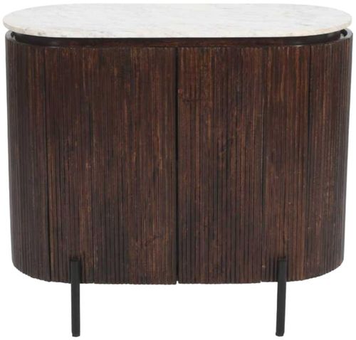 Fluted White Marble Top Drinks Cabinet