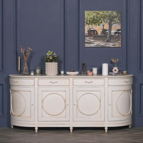 French Style Sideboard - Corley Ivory - Curved - 4 Door - Extra Large