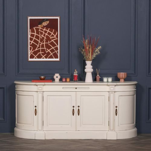 French Style Sideboard - Ivory Mahogany - Curved - 4 Door - Extra Large