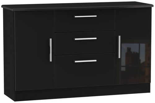 Knightsbridge Black Gloss Medium Sideboard - 2 Doors