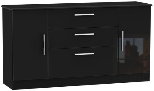Knightsbridge Black Gloss Wide Sideboard - 2 Doors