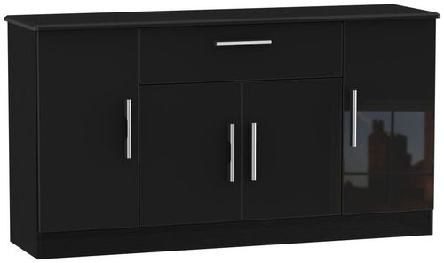 Knightsbridge Black Gloss Wide Sideboard - 4 Doors