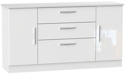 Knightsbridge White Gloss Wide Sideboard - 2 Doors