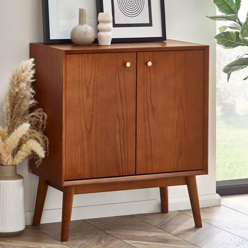 Lowry Sideboard - 70cm - Compact - 2 Door - Cherry Wood - Retro Style