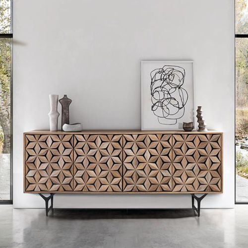 Marlee Sideboard - Mango Wood - Geometric - 4 Door - Large - 177cm