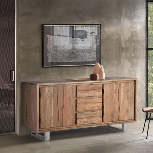 Monza Natural Acacia Wood - 4 Door Large Sideboard - 172cm