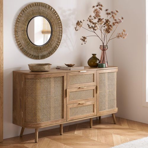Noah Medium Sideboard - 150cm - 2 Door - Oak and Rattan