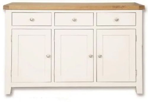 Perth White and Wood Medium 3 Door Sideboard