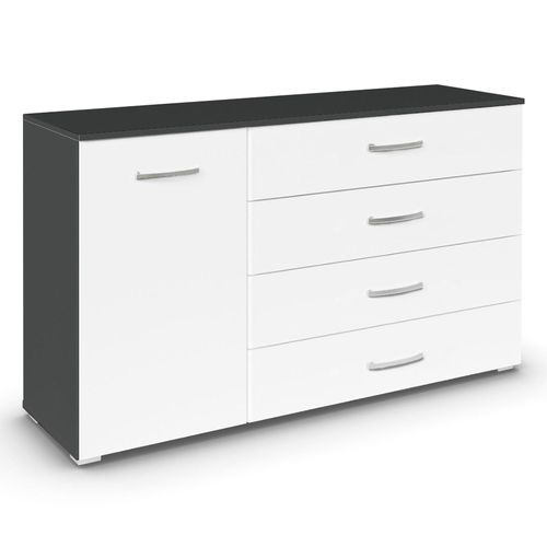 Rauch Aditio 1 Door Medium Sideboard - 120cm - Metallic Dark Grey and Alpine White