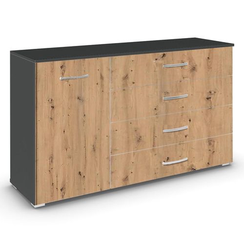 Rauch Aditio 1 Door Medium Sideboard - 120cm - Metallic Dark Grey and Artisan Oak