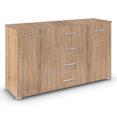 Rauch Aditio 2 Door Medium Sideboard with 4 Drawer - 120cm - Sonoma Oak