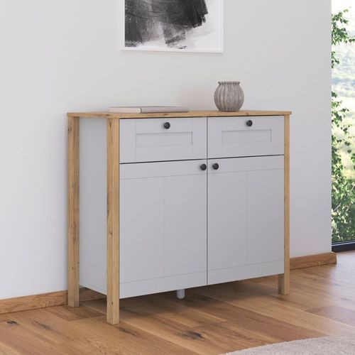 Rauch Credo 2 Door Small Sideboard - 100cm - Silk Grey and Artisan Oak