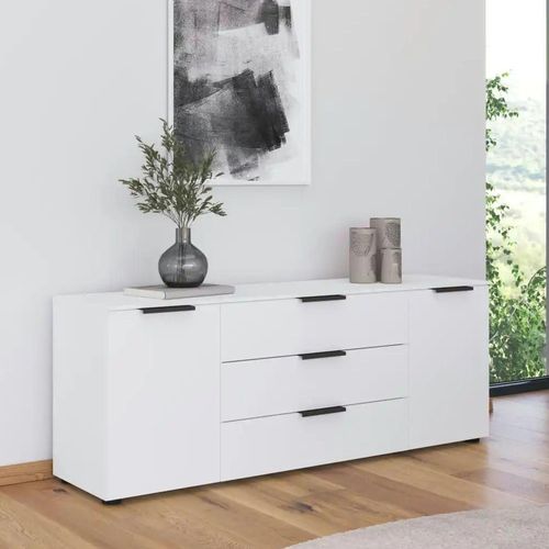 Rauch Flipp 2 Door Low Sideboard with Adjustable Height - 160cm - Alpine White
