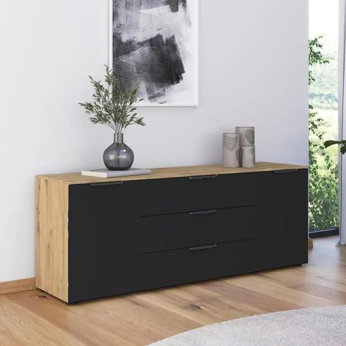 Flipp Low Sideboard - 160cm - 2 Door - Adjustable Height - Artisan Oak & Graphite