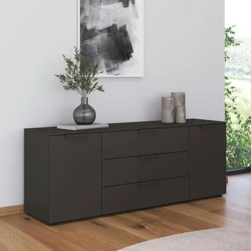 Rauch Flipp 2 Door Low Sideboard with Adjustable Height - 160cm - Graphite