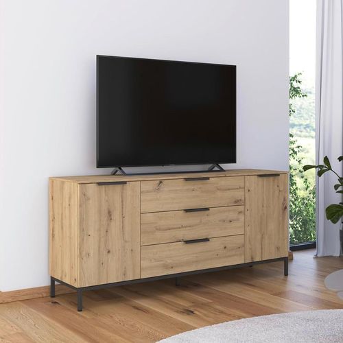 Rauch Flipp 2 Door Low Sideboard with Metal Base - 160cm - Artisan Oak