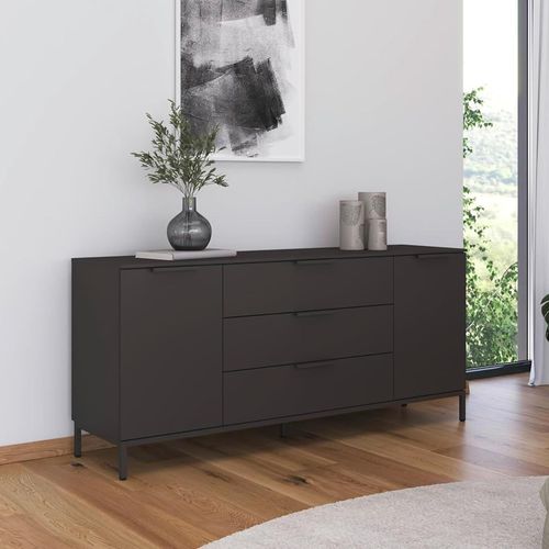 Rauch Flipp 2 Door Low Sideboard with Metal Base - 160cm - Graphite