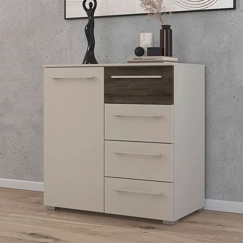 Rauch Luana 1 Door Small Sideboard - 80cm - Champagne and Atlantic Dark Oak