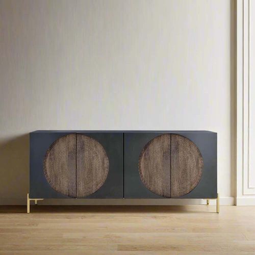 Refton Sideboard - Carved - Dark Mango Wood - 4 Door - Large - 173cm