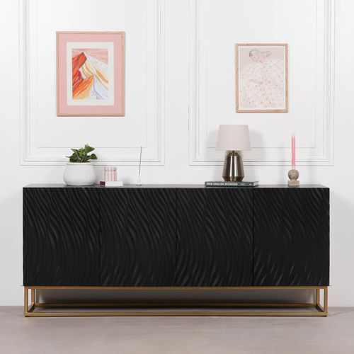 Ripples Sideboard - Black Painted - 4 Door - Large