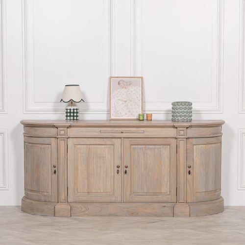 Rustic Wooden Curved Sideboard - 4 Door - Large