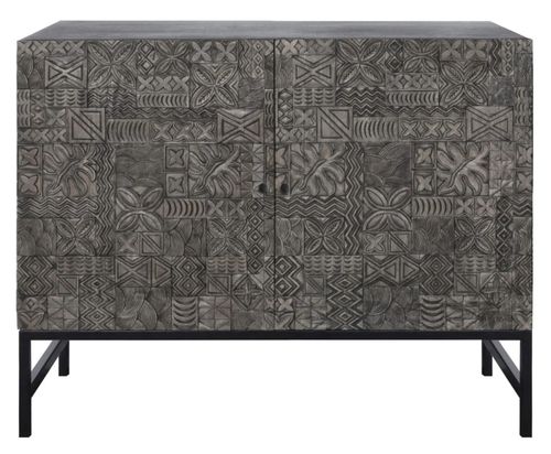 Sahara Black Washed Carved Mango Wood 2 Door Sideboard