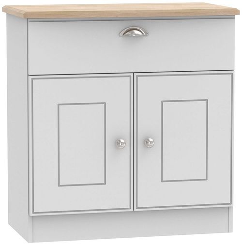 Victoria Grey and Riviera Oak Compact Sideboard - 2 Doors 