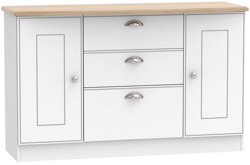 Victoria White and Riviera Oak Medium Sideboard - 2 Doors