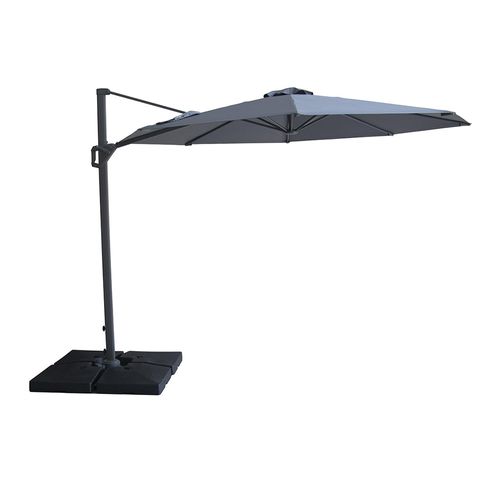 Helios Outdoor Cantilever Parasol - 3cm - Round - with Base - Charcoal Grey