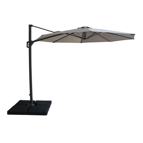 Helios Outdoor Cantilever Parasol - 3cm - Round - with Base - Clay Beige