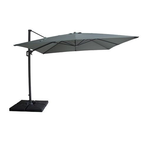 Helios Outdoor Cantilever Parasol - 3cm x 3cm - Square - with Base - Oil Green