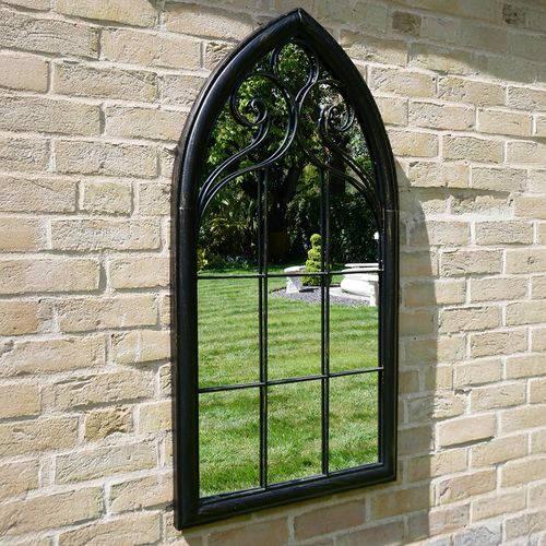 Garden Mirror - Arch - Black Metal - Outdoor