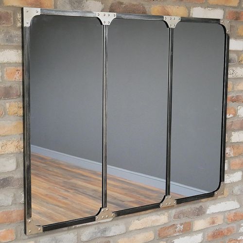 Wall Mirror - Industrial Style - Black - Metal - Large