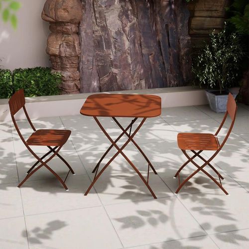 Venice Bistro Set - 2 Seater - 70cm - Square - Cayenne Orange Metal