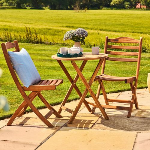 Redcliffe Garden Bistro Set - Folding - Tea For Two - Acacia Wood