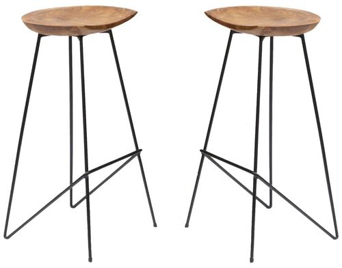 Belfort Set of 2 Teak Wood Counter Stool