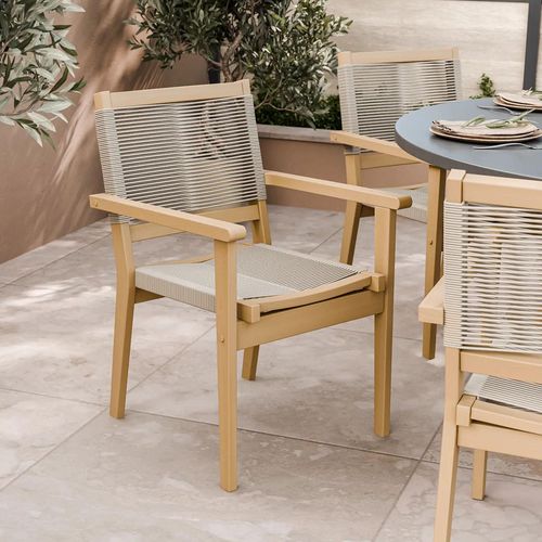 Roma Garden Stacking Chairs - Set of 2 - Beige Rope
