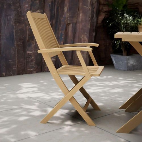 London Garden Folding Dining Armchairs - Set of 2 - Acacia Wood