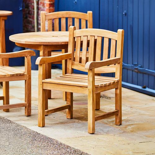 2 x Malvern Outdoor Teak Carver Dining Chair