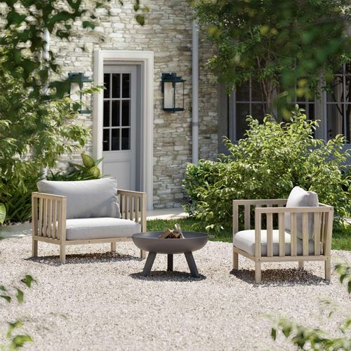 Porthallow Outdoor Armchairs Set of 2 Natural Acacia Wood