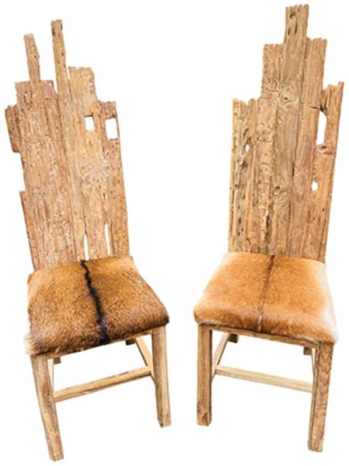 Teak Root & Goat Skin Chair