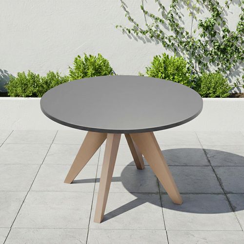 Luna Garden Round Dining Table - 120cm - 4 Seater - Warm Grey Concrete Top