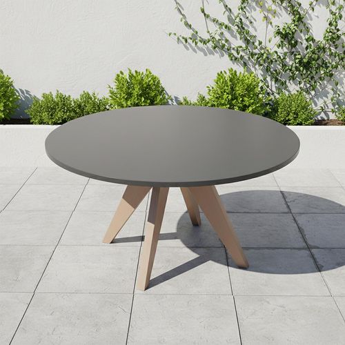 Luna Garden Round Dining Table - 150cm - 6 Seater - Warm Grey Concrete Top