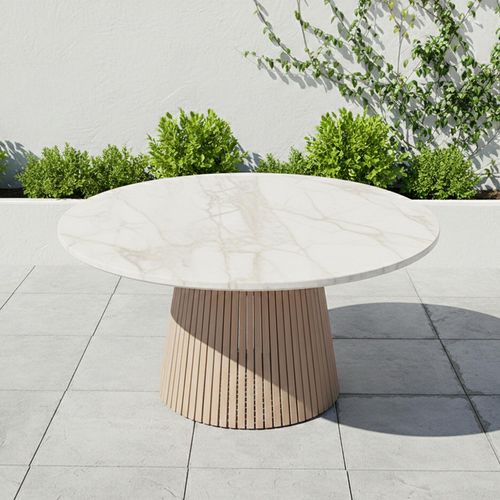 Saturn Garden Round Dining Table - 150cm - 6 Seater - Natural Concrete Top