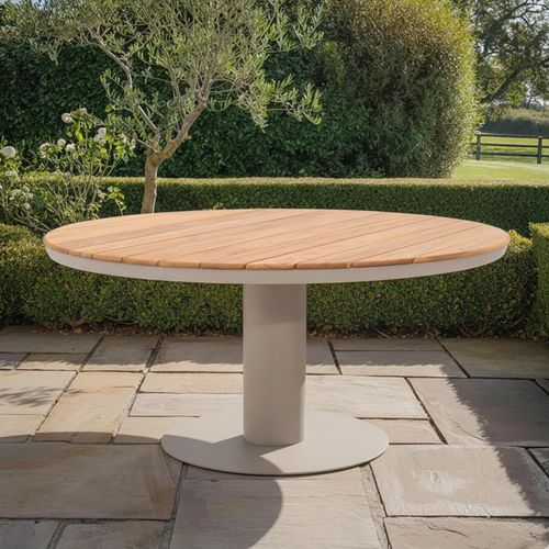 Sicily Round Garden Dining Table - 6 Seater - 160cm - Latte